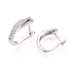 Серьги-кольца из латуни с микропаве из кубических цирконий EJEW-T048-34P