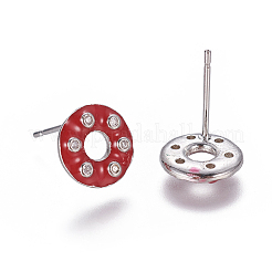 Латунные микро проложить кубического циркония уха шпильки EJEW-F209-04D-P