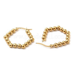 Серьги-кольца из нержавеющей стали 304 с шестигранными бусинами&nbsp;EJEW-M221-02G