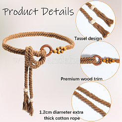 Ручная работа плетение хлопчатобумажная цепь пояса для женщин дамы платье&nbsp;AJEW-WH20017-73C