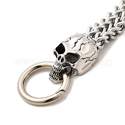 Браслеты из нержавеющей стали 304 с черепом викингов и цепочкой из пшеницы для мужчин&nbsp;FS-WGC8E20-09