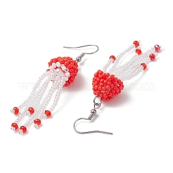 Серьги-подвески в виде медуз из нержавеющей стали 304 с бисерным стеклом&nbsp;EJEW-MZ00435-02