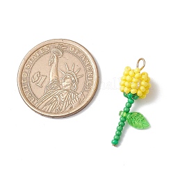 Круглый стеклянный бисер класса А акриловые цветочные подвески&nbsp;PALLOY-MZ00690-01