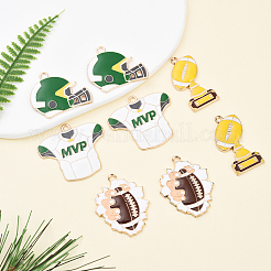 8 шт. 4 стиля подвески из сплава и эмали на тему регби&nbsp;ENAM-YW0004-63