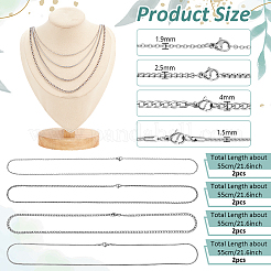 8 шт. 4 стиля цепочек из нержавеющей стали 201 и 304&nbsp;NJEW-NB0001-19