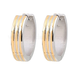 Двухцветные серьги-кольца из нержавеющей стали 304 в полоску&nbsp;EJEW-L307-03GP