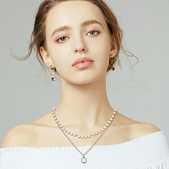 2шт 2 цвета пластиковый искусственный жемчуг подвески двухслойные ожерелья комплект NJEW-AN0001-11