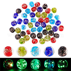 50 шт. 5-х цветные светящиеся бусины ручной работы из золотистого песка в технике лэмпворк LAMP-PH0001-31