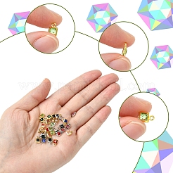 30 шт. 15 цвета квадратная стойка с покрытием из латуни стеклянные подвески KK-FS0001-40