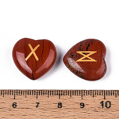 25 шт. натурального красного яшмового камня в форме сердца с гравировкой алфавита футарка G-T144-02F