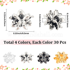 120 шт. 4-х цветные бусины-разделители из сплава&nbsp;FIND-SC0017-93