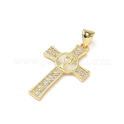 Латунные микропаве прозрачные подвески с фианитом&nbsp;KK-P350-16G-05