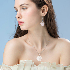 Набор для самостоятельного изготовления ожерелий с подвеской в виде сердца из натурального розового кварца DIY-OC0012-08