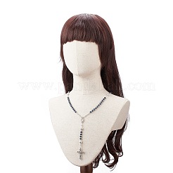 Ожерелье из четок из натуральной лавы и стеклянного жемчуга NJEW-TA00041-03