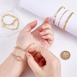 6шт 6 стиля латунные браслеты-цепочки для женщин&nbsp;BJEW-PH0004-50