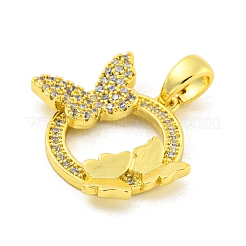 Латунные микропаве прозрачные подвески с фианитом&nbsp;KK-P263-03C-G