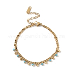 Браслеты-цепочки витые из нержавеющей стали золотистого тона 304 с эмалью&nbsp;BJEW-P321-02G