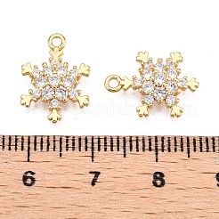 Подвески из прозрачного кубического циркония с микропаве из латуни на рождественскую тематику KK-T073-10G