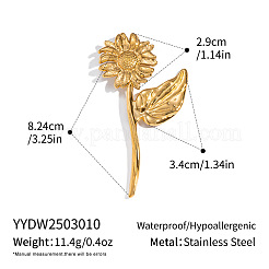 Броши в виде подсолнуха из нержавеющей стали 304&nbsp;NK4193