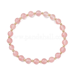 Браслеты из синтетического вишневого кварцевого стекла с круглыми бусинами для мужчин и женщин BJEW-JB12386-01