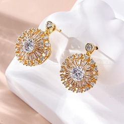 Серьги-гвоздики из циркония EJEW-C130-01G