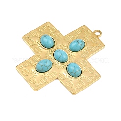 Подвески из нержавеющей стали 304 в богемном стиле с синтетической бирюзой&nbsp;STAS-G381-02G-06