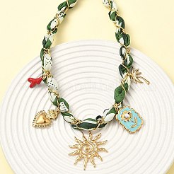 Ожерелья с подвеской в виде цветка солнца и сердца из нержавеющей стали 304&nbsp;LS-NJEW-D344-01G