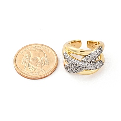 Кольца-манжеты для пальцев с микропаве из прозрачных кубических цирконий из латуни для женщин RJEW-C116-17G