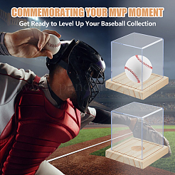 Акриловые бейсбольные витрины с деревянным основанием ODIS-WH0081-16