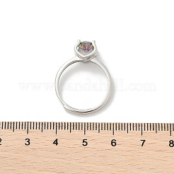 925 регулируемые кольца из стерлингового серебра с родиевым покрытием и муассанитом RJEW-U038-10P