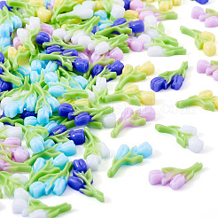 100 шт. двухцветных светящихся и двухцветных декаден-кабошонов из смолы RESI-TA0003-90