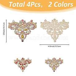 4 шт. 2-х цветные аппликации из цветочного сплава со стразами DIY-FH0006-98