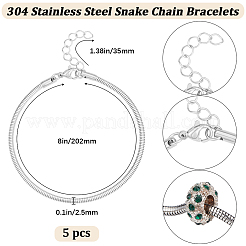 Браслеты из плоской змейки из нержавеющей стали 304 BJEW-BBC0001-05