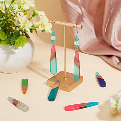 12шт 6 цвета смолы и орехового дерева большие подвески RESI-HY0001-17