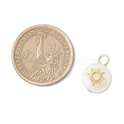 6 шт. 6 стиля плоские круглые подвески в виде звезды и луны из натуральной пресноводной ракушки&nbsp;PALLOY-JF03835