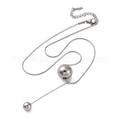 Ожерелья из нержавеющей стали 304 с круглым кулоном в виде змеиной цепи NJEW-U028-03P