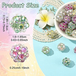 12 шт. 6-цветные блестящие акриловые круглые бусины с инкрустацией&nbsp;CLAY-YW0002-65