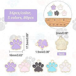 80шт 5 цвета сплава эмалевые подвески&nbsp;ENAM-FH0001-35