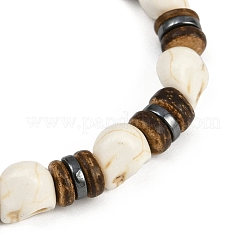 Браслеты из натуральных кокосовых и синтетических бирюзовых бусин и немагнитного синтетического гематита для мужчин BJEW-JB12133-01