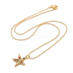 Ожерелья с подвесками из латунных кубических цирконий и пластиковых бусин NJEW-Q041-01G