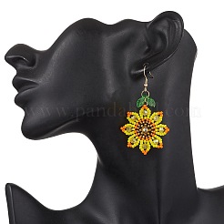 Серьги-подвески в виде стеклянных цветов из нержавеющей стали 304 EJEW-MZ00519