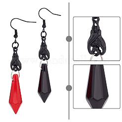 2 пара двухцветных стеклянных сережек в форме черепа с пулей EJEW-AN0002-54