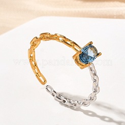 925 открытое кольцо-манжета из стерлингового серебра с паве из кубических цирконий RJEW-R016-01G&P-02