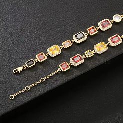 Винтажные латунные ожерелья в китайском стиле с геометрическими плоскими круглыми квадратными звеньями из кубического циркония для вечеринок&nbsp;PU9182