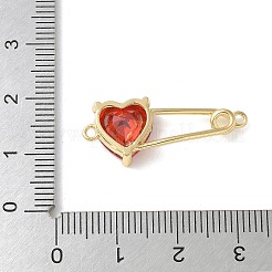 Подвески-булавки в форме сердца из латуни с кубическим цирконием&nbsp;KK-Q031-45G-02