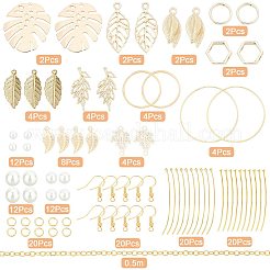 Наборы для самостоятельного изготовления сережек-подвесок из листьев и жемчуга&nbsp;DIY-SC0016-50