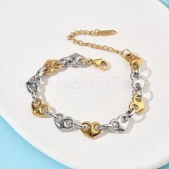 Браслеты из нержавеющей стали 304 с сердечками для женщин&nbsp;BJEW-B158-06GP