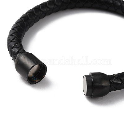 Кожаный плетеный браслет на круглом шнуре BJEW-F460-03EB-1