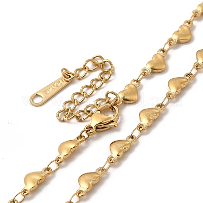 Женское ожерелье в форме сердца из нержавеющей стали 304 с ионным покрытием (IP) NJEW-G097-09G-1