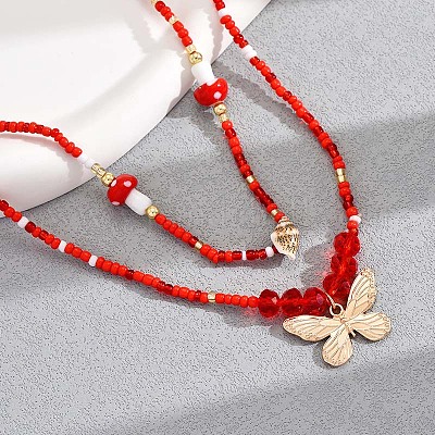 Подвеска-бабочка из сплава с грибами из смолы FS-WGE52BD-01-1